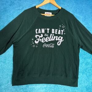 Coca-Cola Sweatshirt Green “Can’t Beat the Feeling” Retro Crewneck Size M
